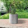 13 In. D Raw Concrete Outdoor Planter, Flower Pot, Modern round Plant Pot for Garden with Drainage Hole
