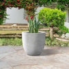 13 In. D round Raw Concrete Modern Planter, Outdoor Flower Pot, Plant Pot with Drainage Hole, Plug for Garden