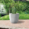 13 In. D round Raw Concrete Modern Planter, Outdoor Flower Pot, Plant Pot with Drainage Hole, Plug for Garden